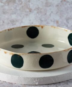 Large Porcelain Serving U Bowl Dinnerware (Dots & Stripes Large U Bowl I)