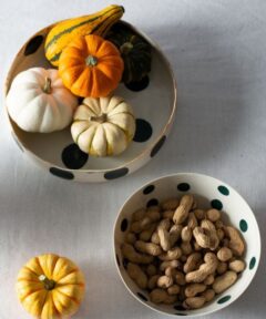 Large Porcelain Serving U Bowl Dinnerware (Dots & Stripes Large U Bowl I)