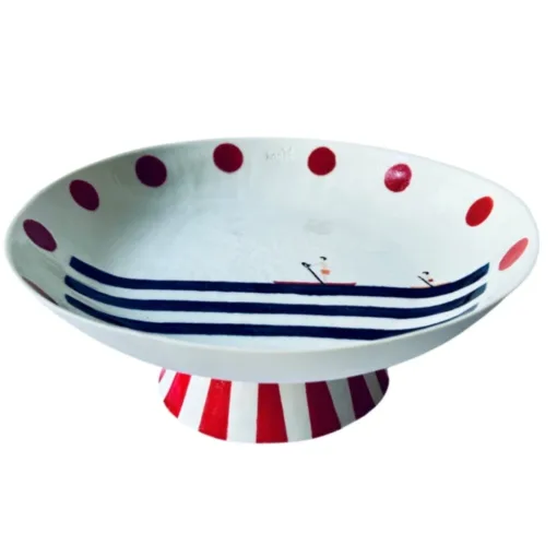 Footed Large Serving Platter-Marine