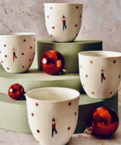 Hand-Painted Yoga Mug - Limoges Porcelain