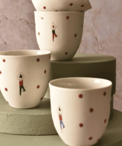 Hand-Painted Yoga Mug - Limoges Porcelain