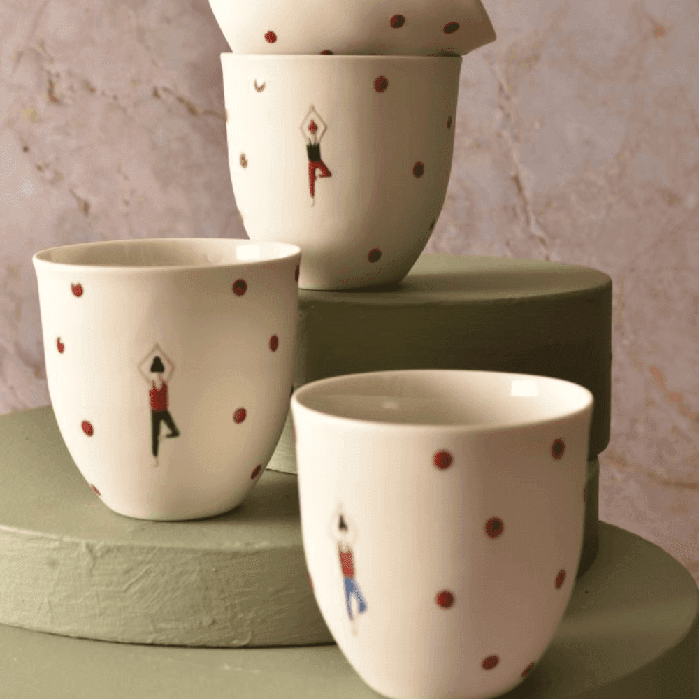 Hand-Painted Yoga Mug - Limoges Porcelain