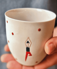 Hand-Painted Yoga Mug - Limoges Porcelain