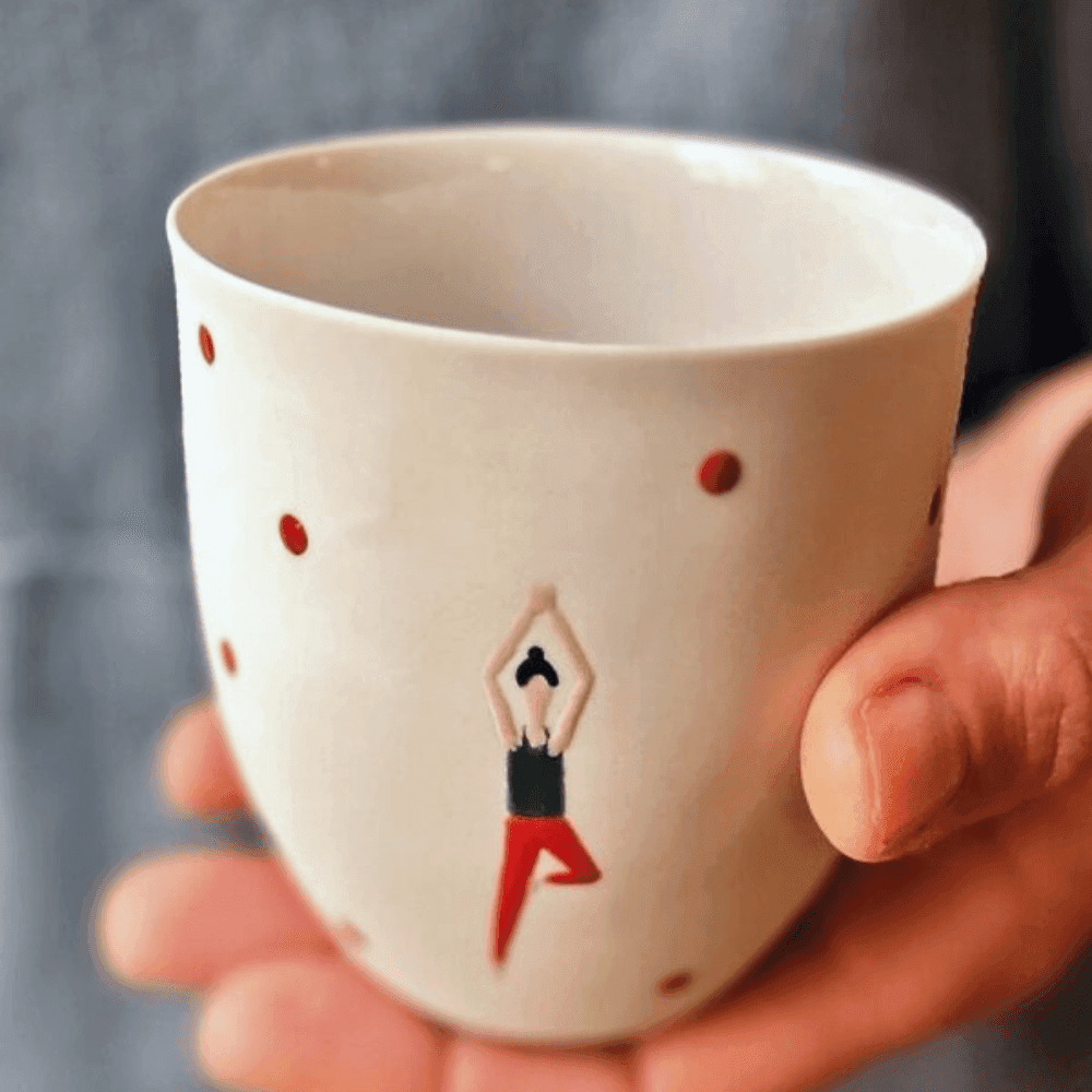 Hand-Painted Yoga Mug - Limoges Porcelain
