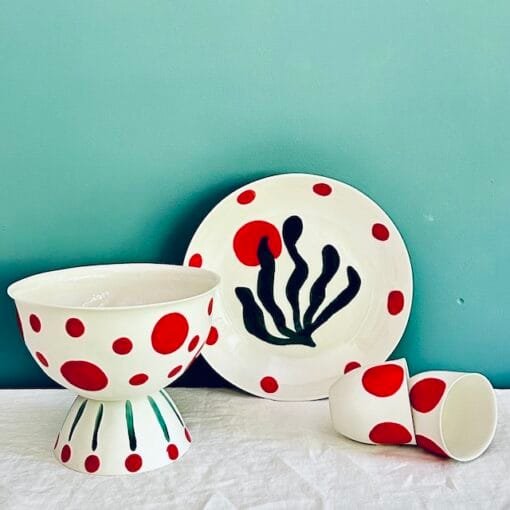 Alternative view of Dots&Stripes Large Footed Serving Bowl II