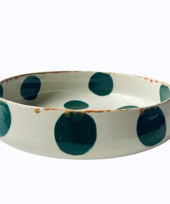 Large Porcelain Serving U Bowl Dinnerware (Dots & Stripes Large U Bowl I)