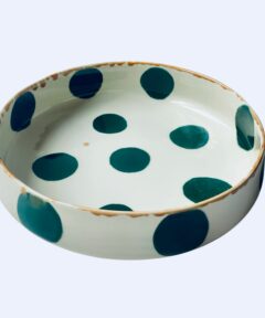 Large Porcelain Serving U Bowl Dinnerware (Dots & Stripes Large U Bowl I)