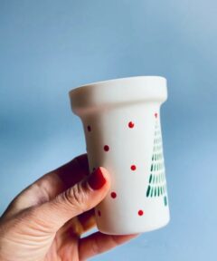 Set of 2 Christmas Tree Pattern – Porcelain Tall Mugs