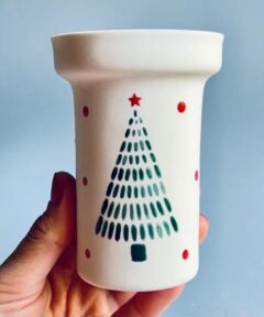Set of 2 Christmas Tree Pattern – Porcelain Tall Mugs