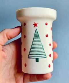 Set of 2 Christmas Tree Pattern – Porcelain Tall Mugs