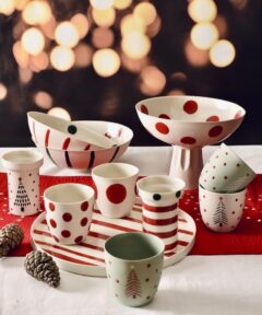 Set of 2 Christmas Tree Pattern – Porcelain Tall Mugs