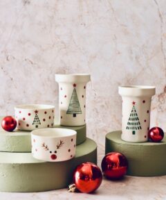 Set of 2 Christmas Tree Pattern – Porcelain Tall Mugs