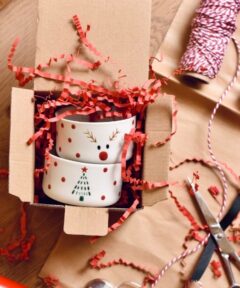 Set of 2 Handmade Christmas Porcelain Mini Bowls