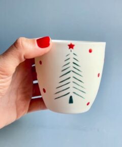 Christmas Tree Coffee Mug - Handmade Porcelain Cup