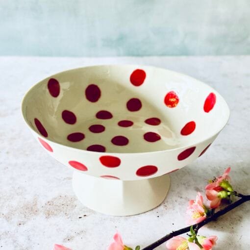 Alternative view of Footed Bowl Red Dots
