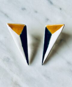 Blue&Cognac Triangle Earring