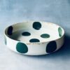 Large U Bowl Green Dots