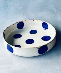 Large U Bowl Blue Dots